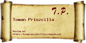 Toman Priszcilla névjegykártya
